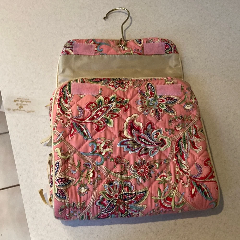 Vera Bradley Pink and Green Makeup Organizer Set